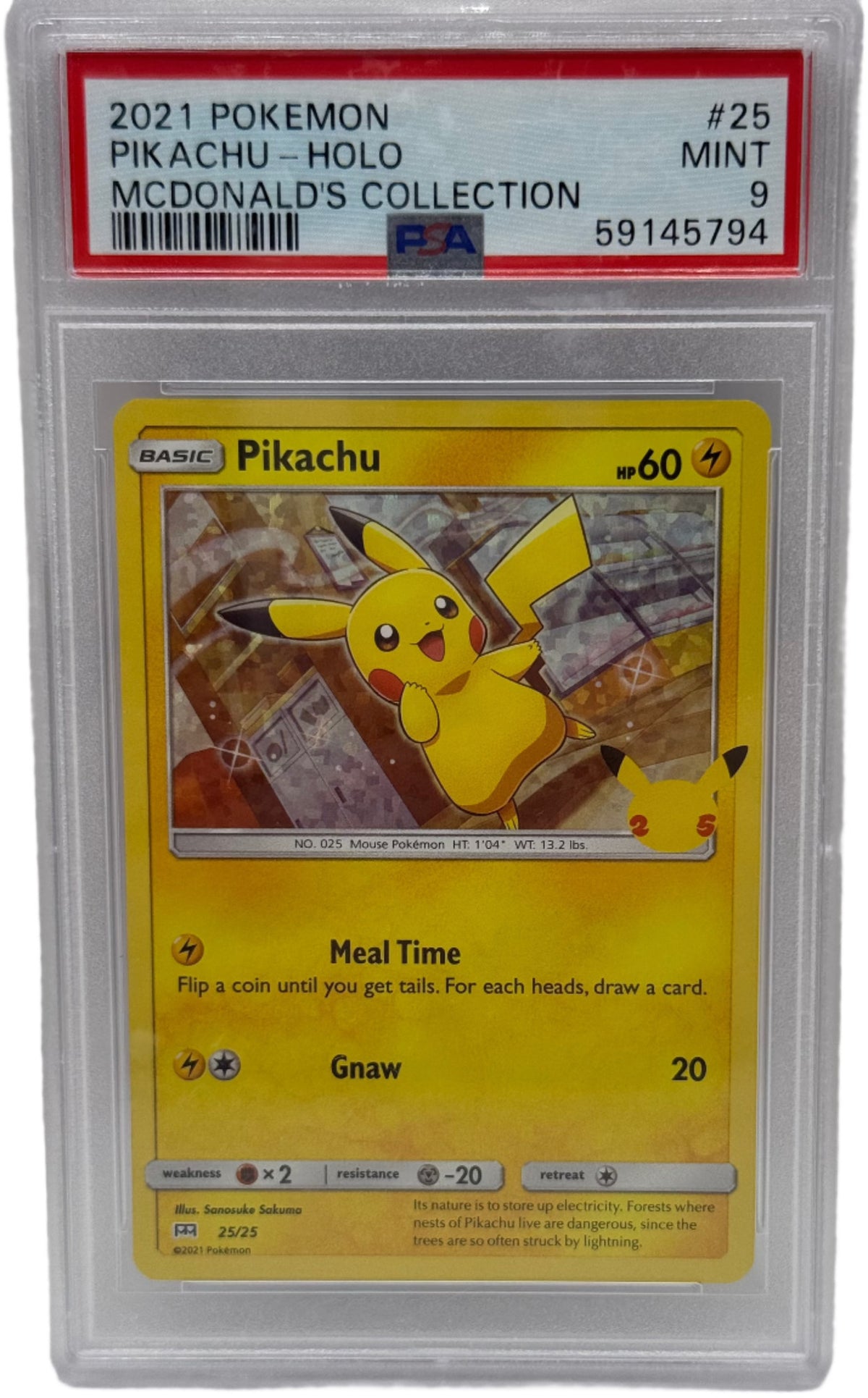 2021 Pokémon McDonald's Collection Pikachu Holo 25/25 PSA 9 MINT