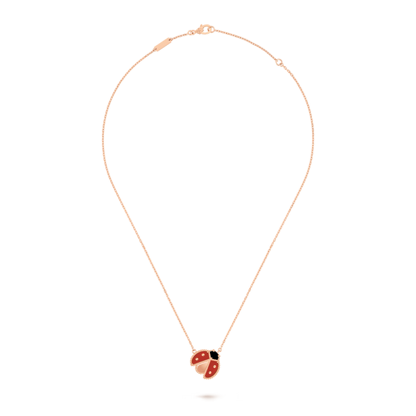 Van Cleef & Arpels Lucky Spring pendant, open wings ladybug 18K rose gold, Carnelian, Onyx