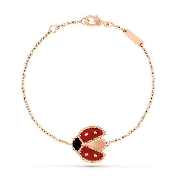 Van Cleef & Arpels Lucky Spring bracelet, open wings ladybug 18K rose gold, Carnelian, Onyx