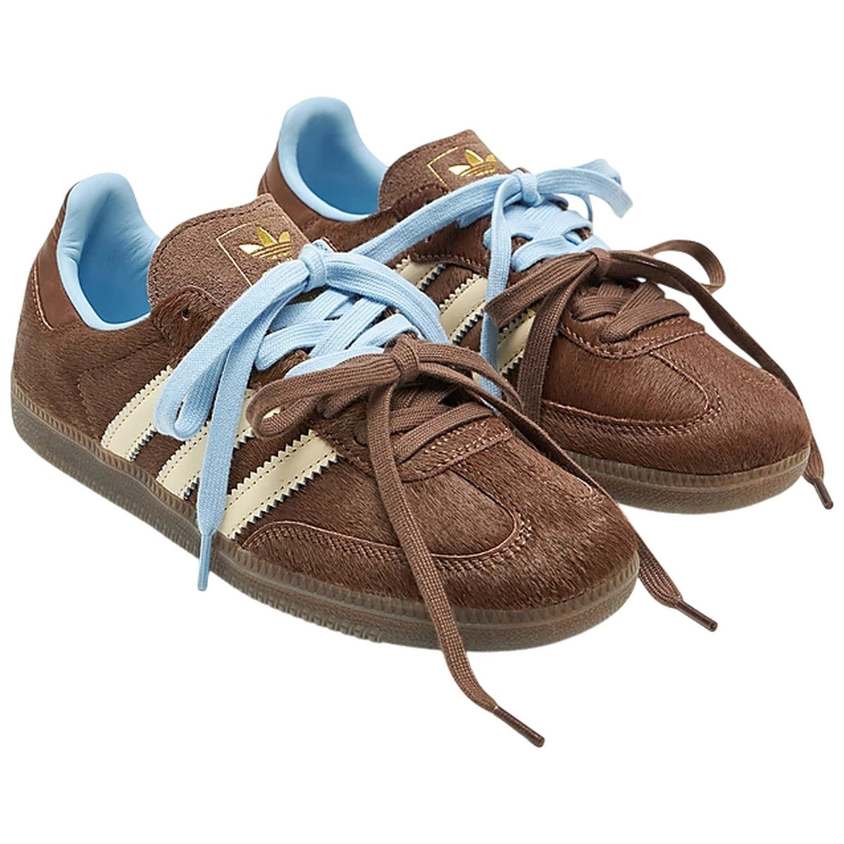 Adidas Samba OG Dark Brown Cream Blue Pony Hair (Women's) sneakers — style KI2515 — photo 1 of 6