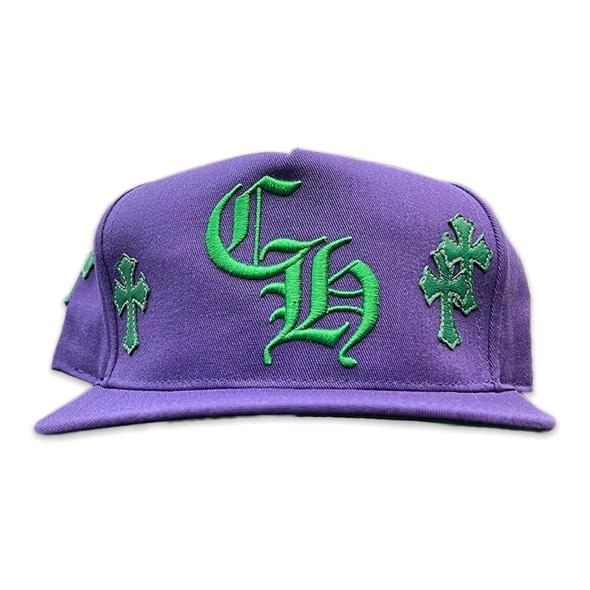 Chrome Hearts Leather Patches Snapback Hat Purple / Green - Supra Sneakers