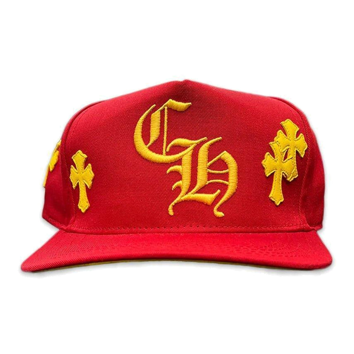 Chrome Hearts Leather Patches Snapback Hat Red / Yellow - Supra Sneakers
