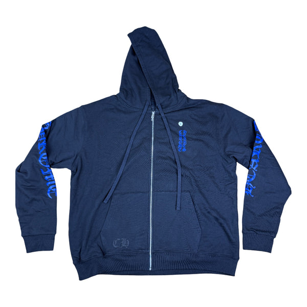 Chrome Hearts Script Thermal Zip Up Hoodie Black / Blue