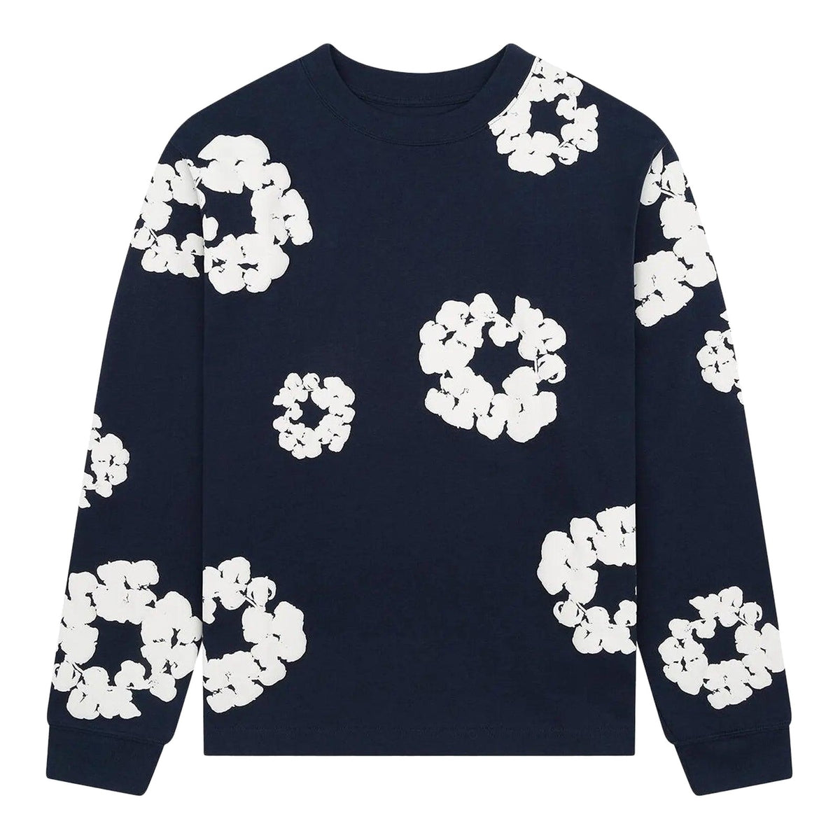 Denim Tears Long Sleeve Cotton Wreath Tee Navy Blue