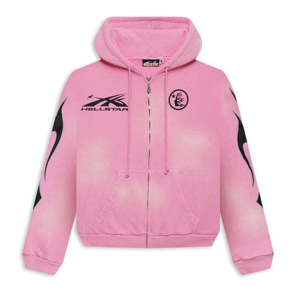 Hellstar Sports Flame Zip-Up Hoodie Pink (Valentine's Day)