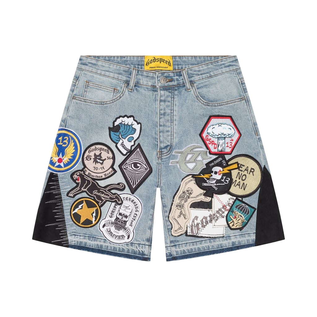 Godspeed Patchwork Denim Shorts V2 Blue