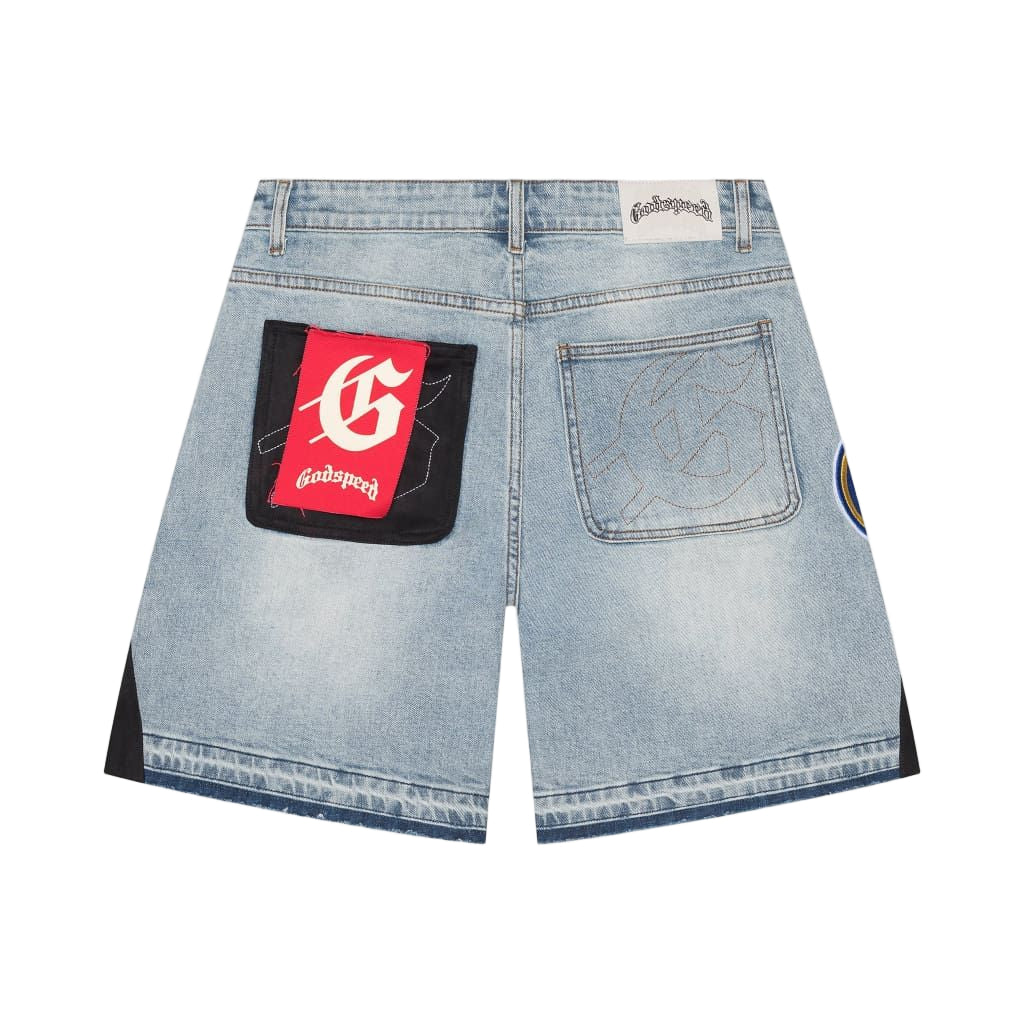 Godspeed Patchwork Denim Shorts V2 Blue