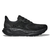 Black Hoka running shoe on a white background