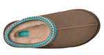 Brown UGG slipper with turquoise trim on a white background - Image 5