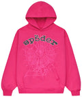 Sp5der Hoodie Legacy Web à strass rose et noir