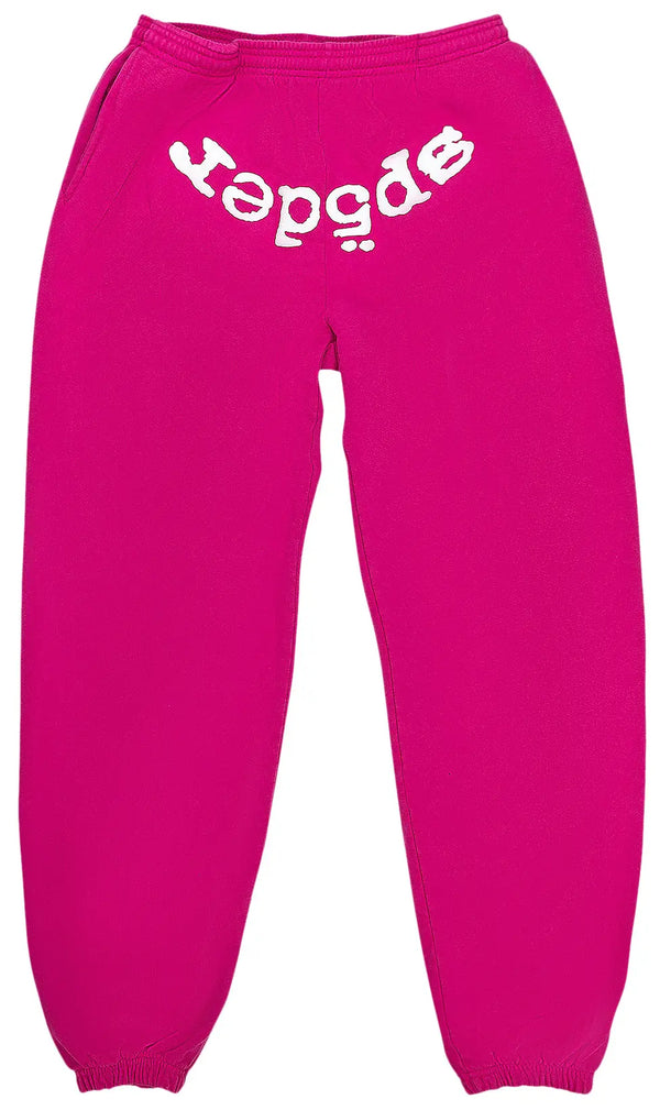 Sp5der Legacy Web Sweatpants Pink & White