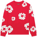 Denim Tears Langarm-T-Shirt mit Baumwoll-Kranz-Motiv Rot