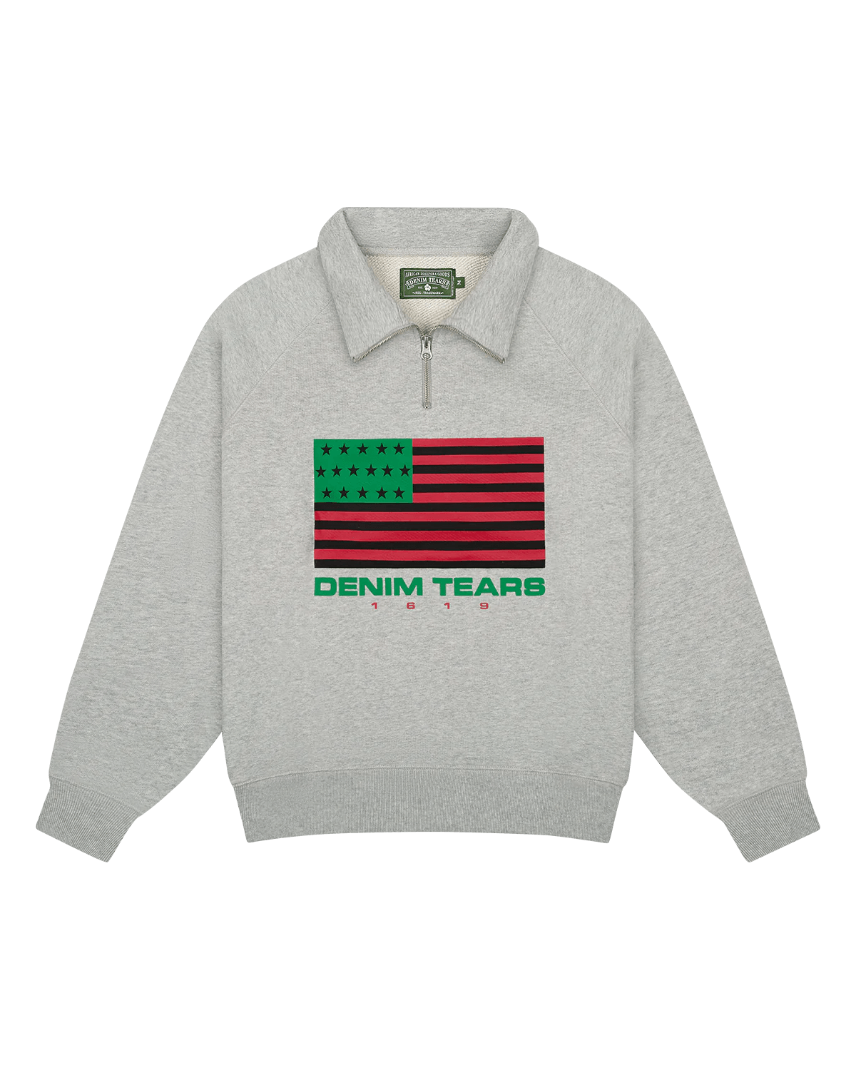 Denim Tears ADG Pan African American Flag Half Zip Grey