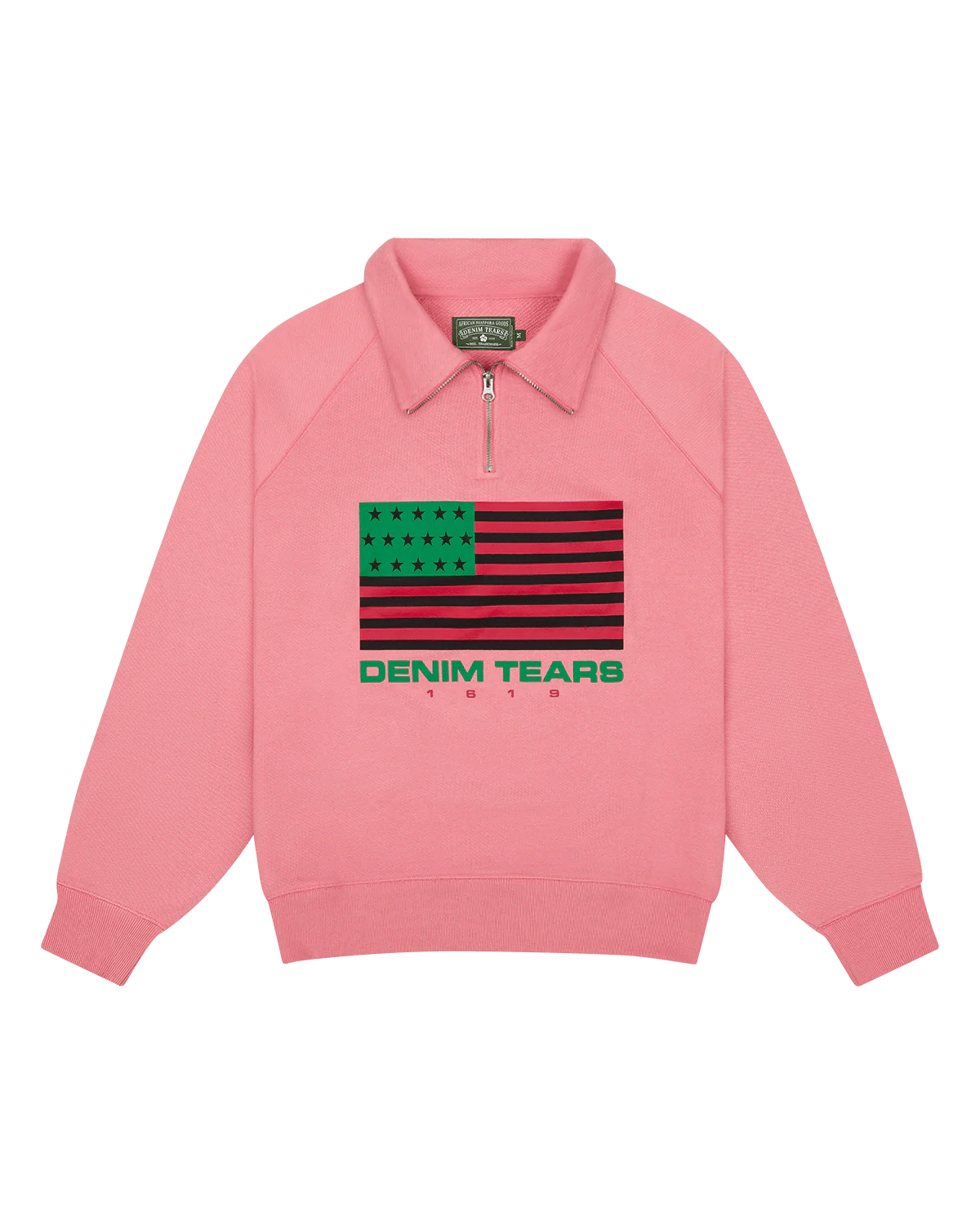 Denim Tears ADG Pan African American Flag Half Zip Pink