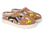 Brown slippers with cartoon characters on a white background - Image 2
