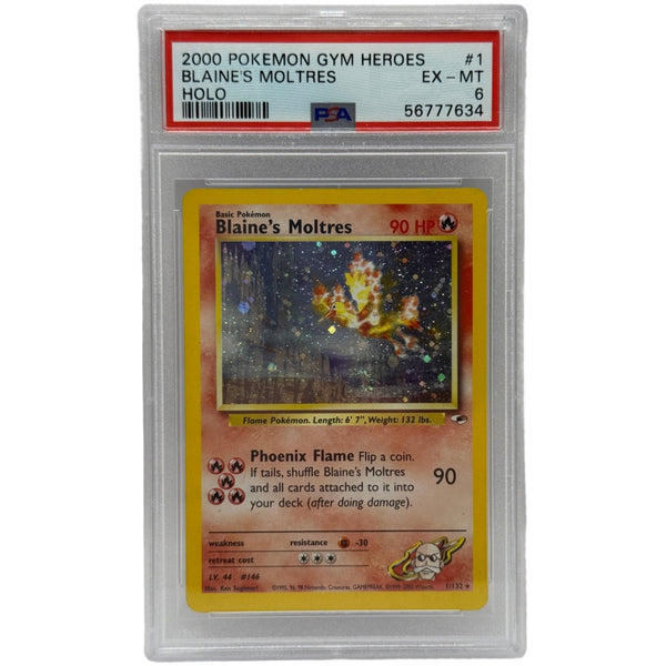 2000 Pokémon Gym Heroes Blaine's Moltres Holo 1/132 PSA 6 EX - MT