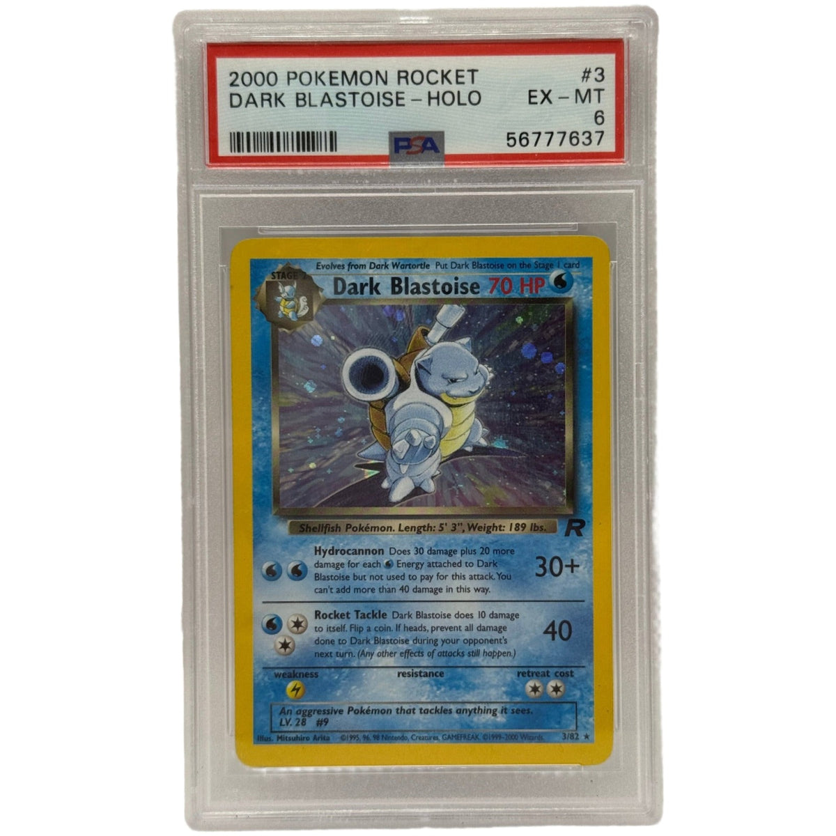 2000 Pokémon Rocket Dark Blastoise Holo 3/82 PSA 6 EX-MT
