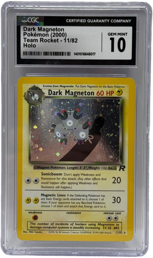 2000 Pokémon Team Rocket Dark Magneton Holo 11/82 CGC 10 GEM MINT