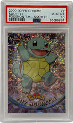 Pokémon trading card featuring Squirtle in a protective case with Topps branding. - Image 1
