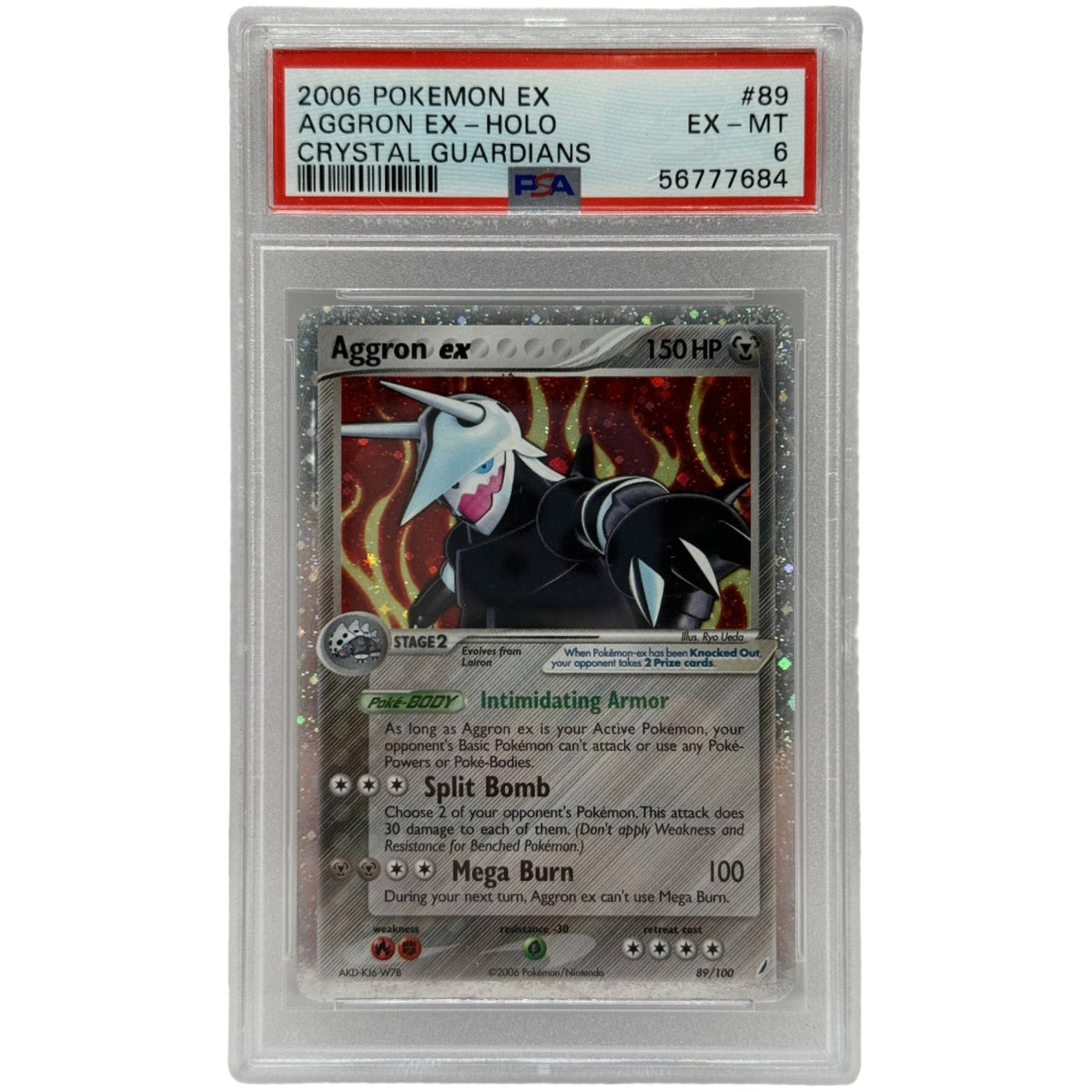 2006 Pokémon Crystal Guardians Aggron Ex Holo 89/100 PSA 6 EX-MT