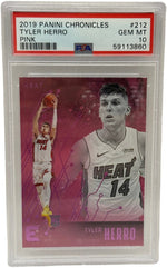 2019 Panini Chronicles Tyler Herro Pink Rookie Card #212 PSA 10 GEM MINT - Image 1