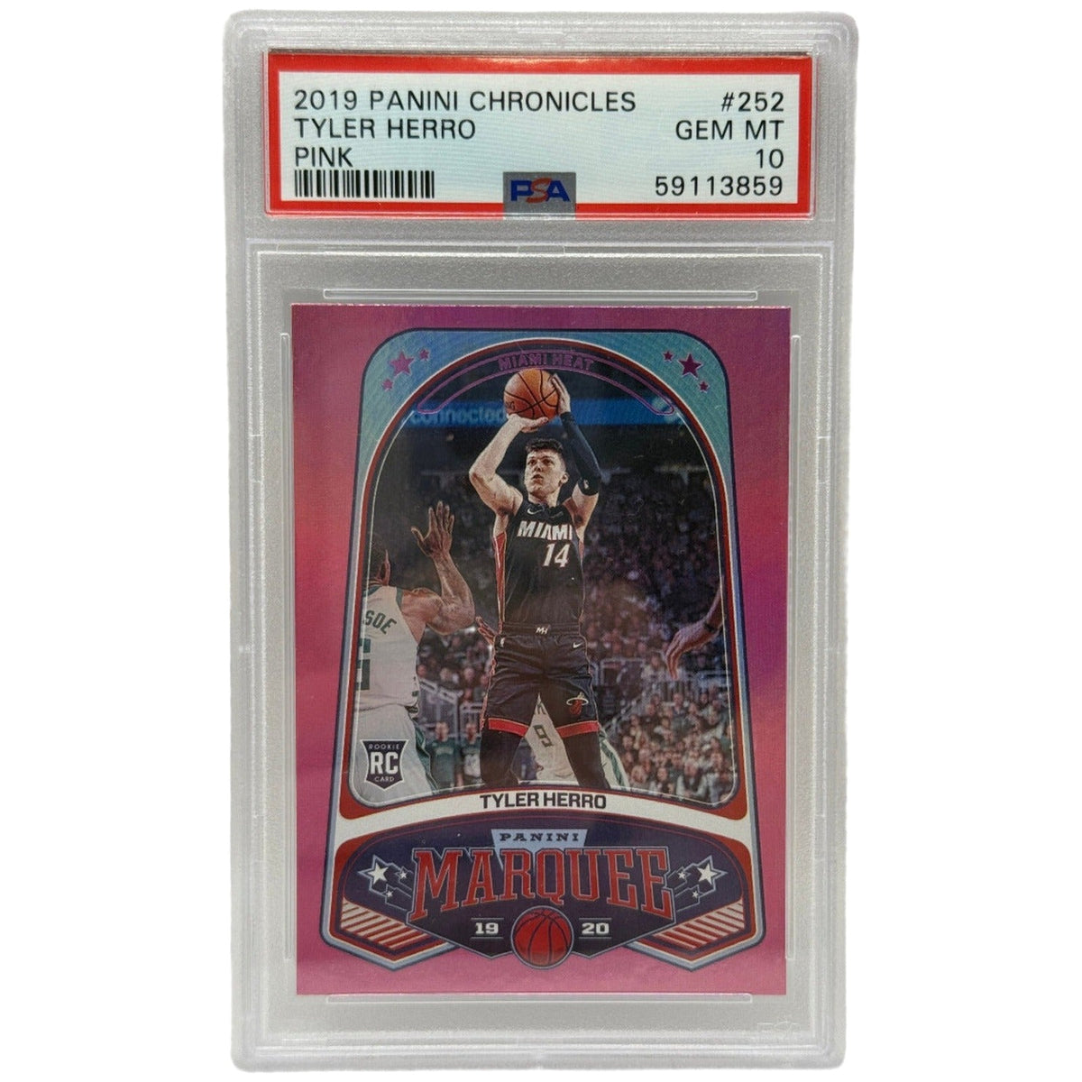 2019 Panini Chronicles Tyler Herro Pink Rookie Card #252 PSA 10 GEM MINT