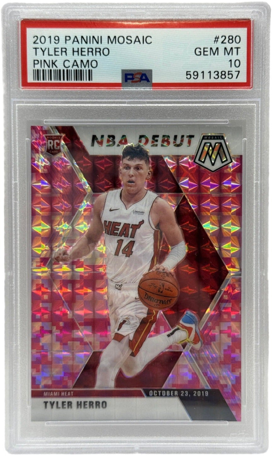 2019 Panini Mosaic Tyler Herro Pink Camo Rookie Card #280 PSA 10 GEM MINT