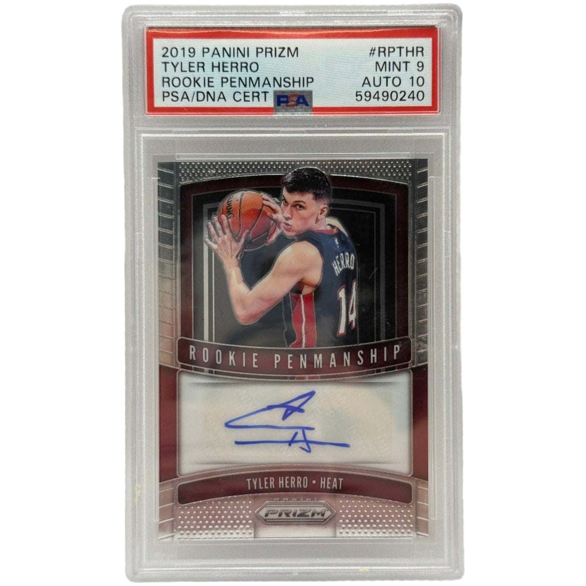 2019 Panini Prizm Tyler Herro Rookie Penmanship #RPTHR PSA 9 MINT & AUTO 10