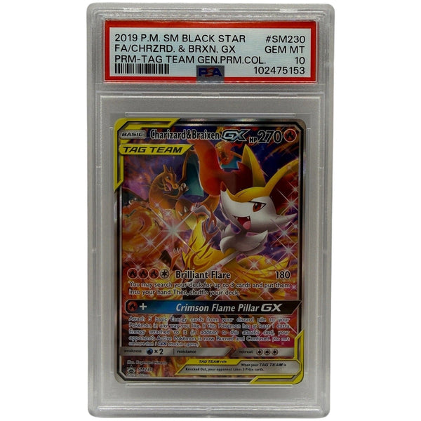 2019 Pokémon SM Tag Team Generations Charizard & Braixen GX SM230 PSA 10 GEM MINT — photo 1