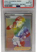 2020 Pokémon Cammino del Campione Kabu Art Completo Rara Segreta 077/073 PSA 10 GEMMA COME NUOVA