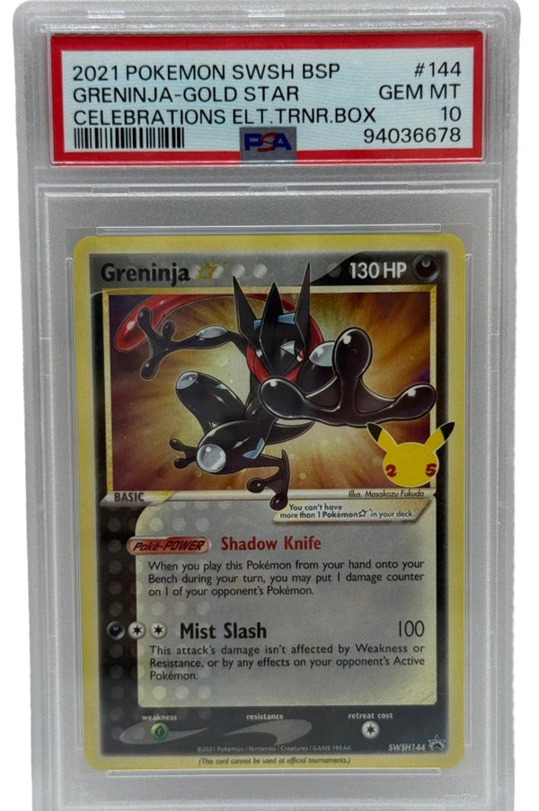 2021 Pokémon SWSH Celebrations ETB Greninja Gold Star SWSH144 PSA 10 GEM MINT