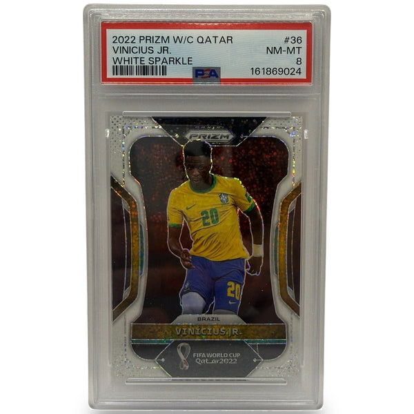 2022 Panini Prizm World Cup Qatar 2024 Vinicius Jr. White Sparkle #36 PSA 8 NM-MT — front