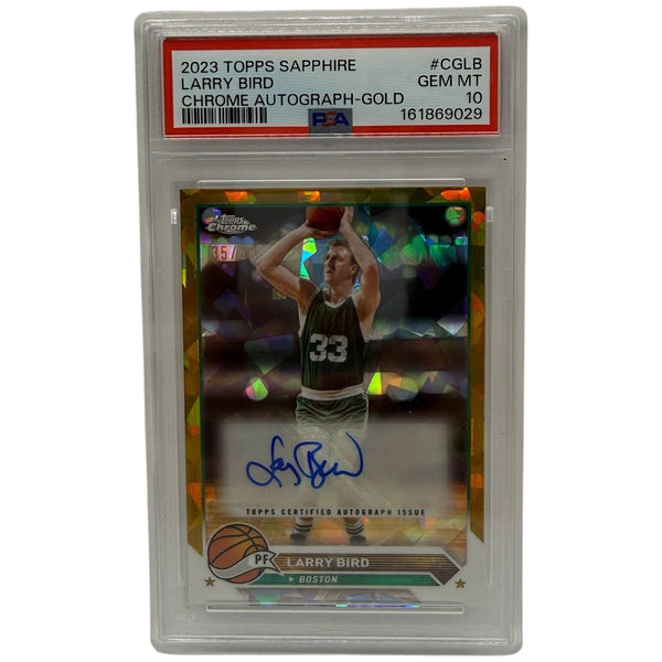 2023 Topps Chrome Sapphire Larry Bird Autograph Gold Refractor /50 PSA 10 GEM MINT — photo 1