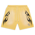 Hellstar Studios Shorts Gialli con Fiamma