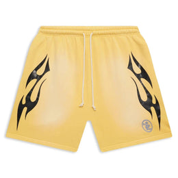 Hellstar Studios Shorts Gialli con Fiamma