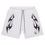 Hellstar Flame Mesh Shorts White