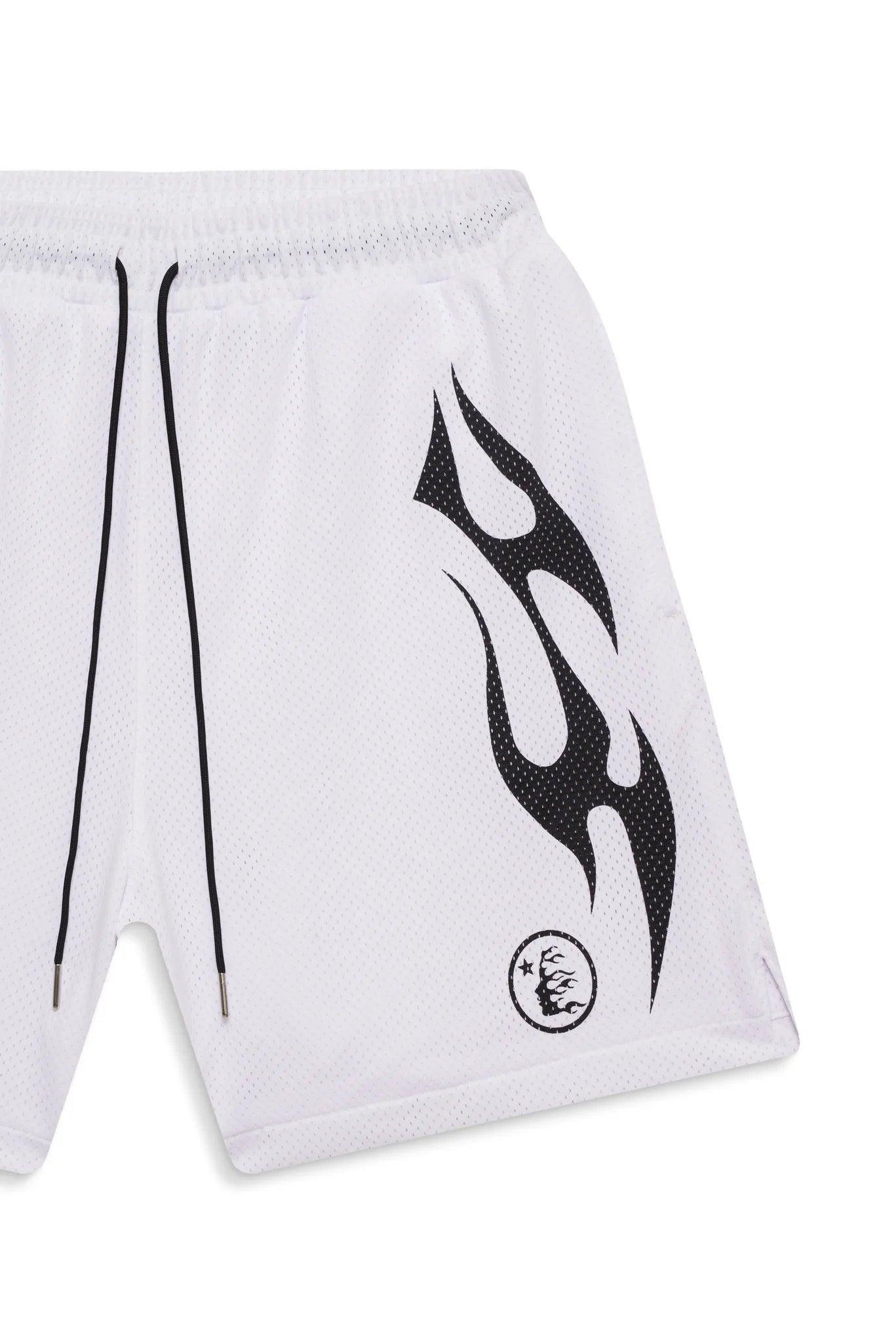 Hellstar Flame Mesh Shorts White