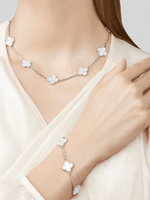 Van Cleef & Arpels Vintage Alhambra bracelet, 5 motifs 18K white gold, Mother-of-pearl - Image 2