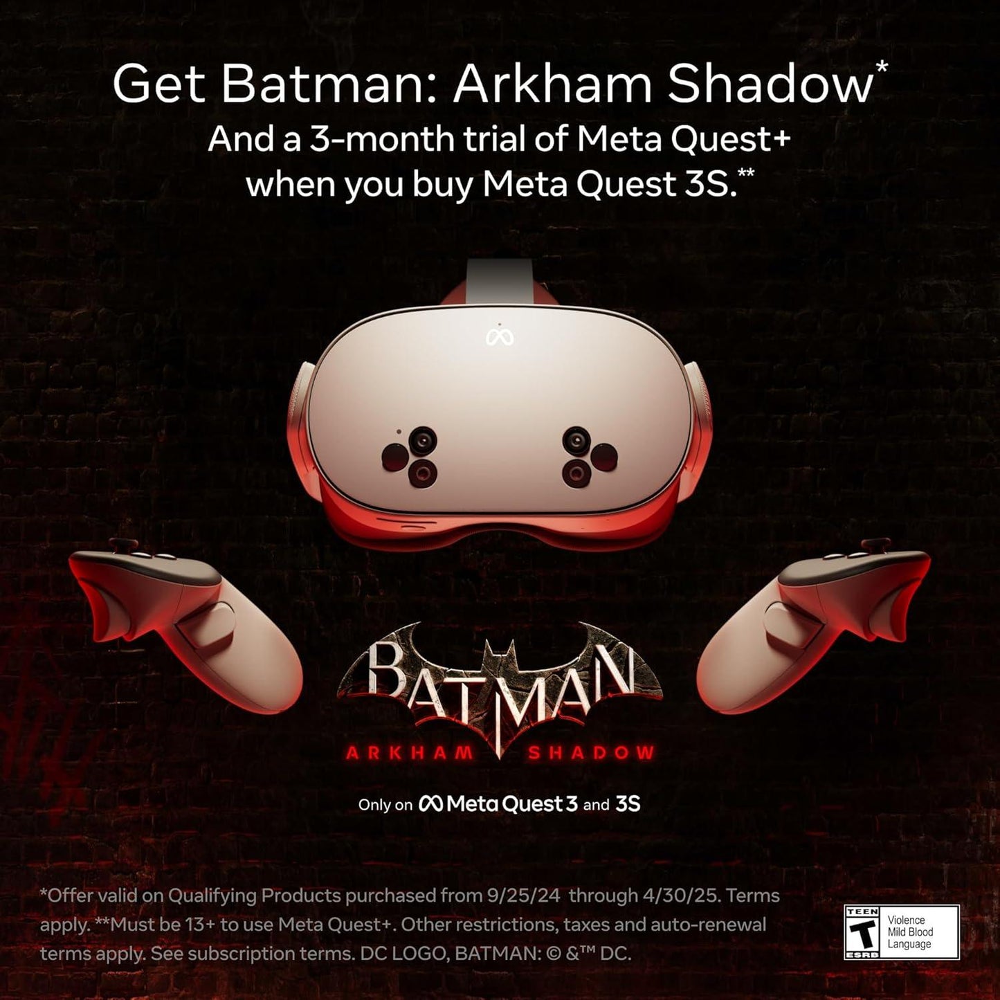 Meta Quest 3S 256GB — Get Batman: Arkham Shadow and a 3-Month Trial of Meta Quest+ Included — All-in-One Headset