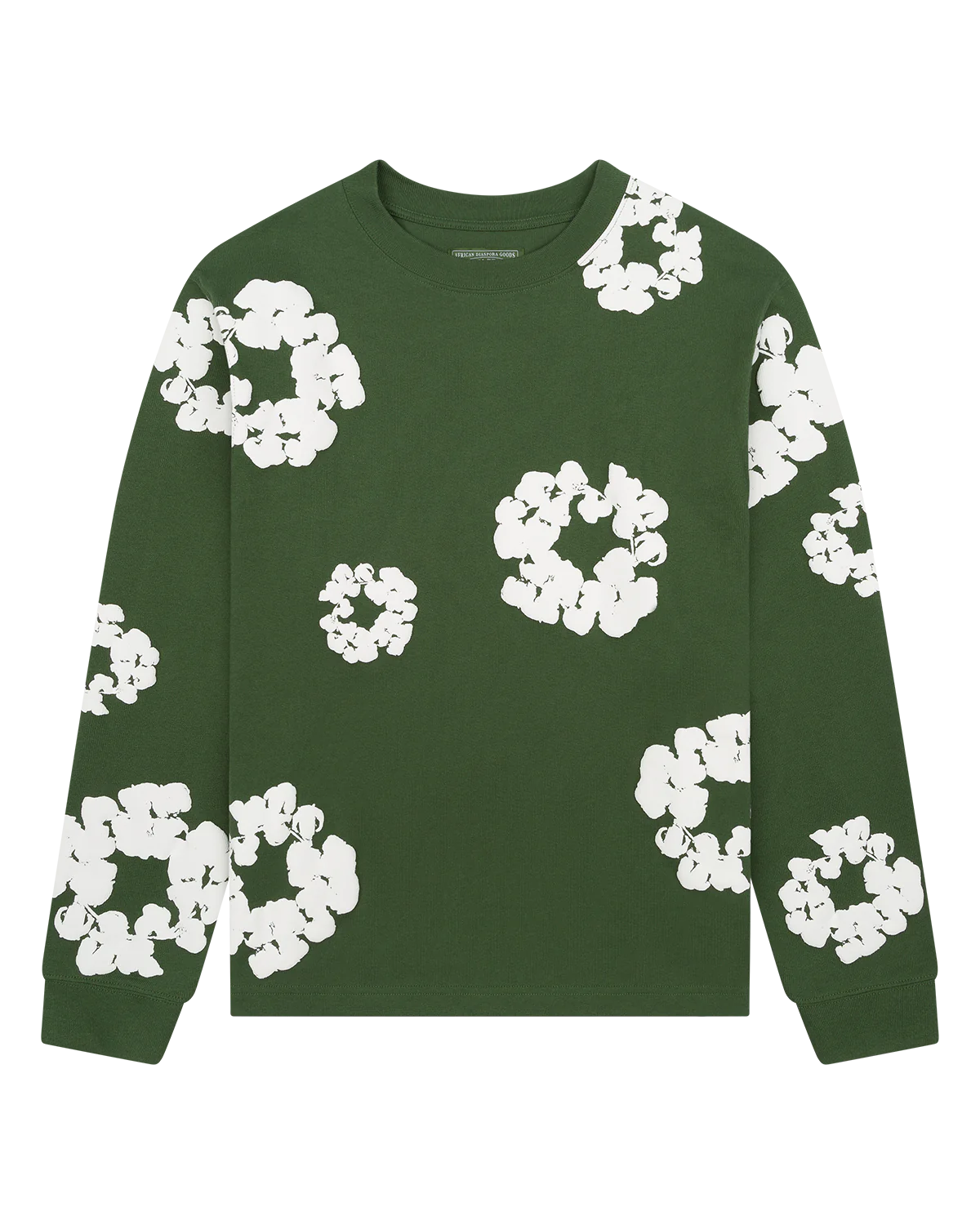 Denim Tears Long Sleeve Cotton Wreath Tee Green