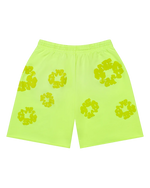 Denim Tears Mono Cotton Wreath Sweat Shorts Neon Green - Image 2