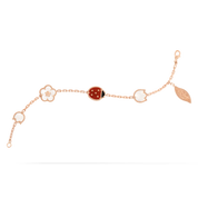 Van Cleef & Arpels Lucky Spring bracelet, 5 motifs 18K rose gold, Carnelian, Mother-of-pearl, Onyx