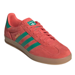 Red Adidas sneaker with green stripes on a white background - Image 2