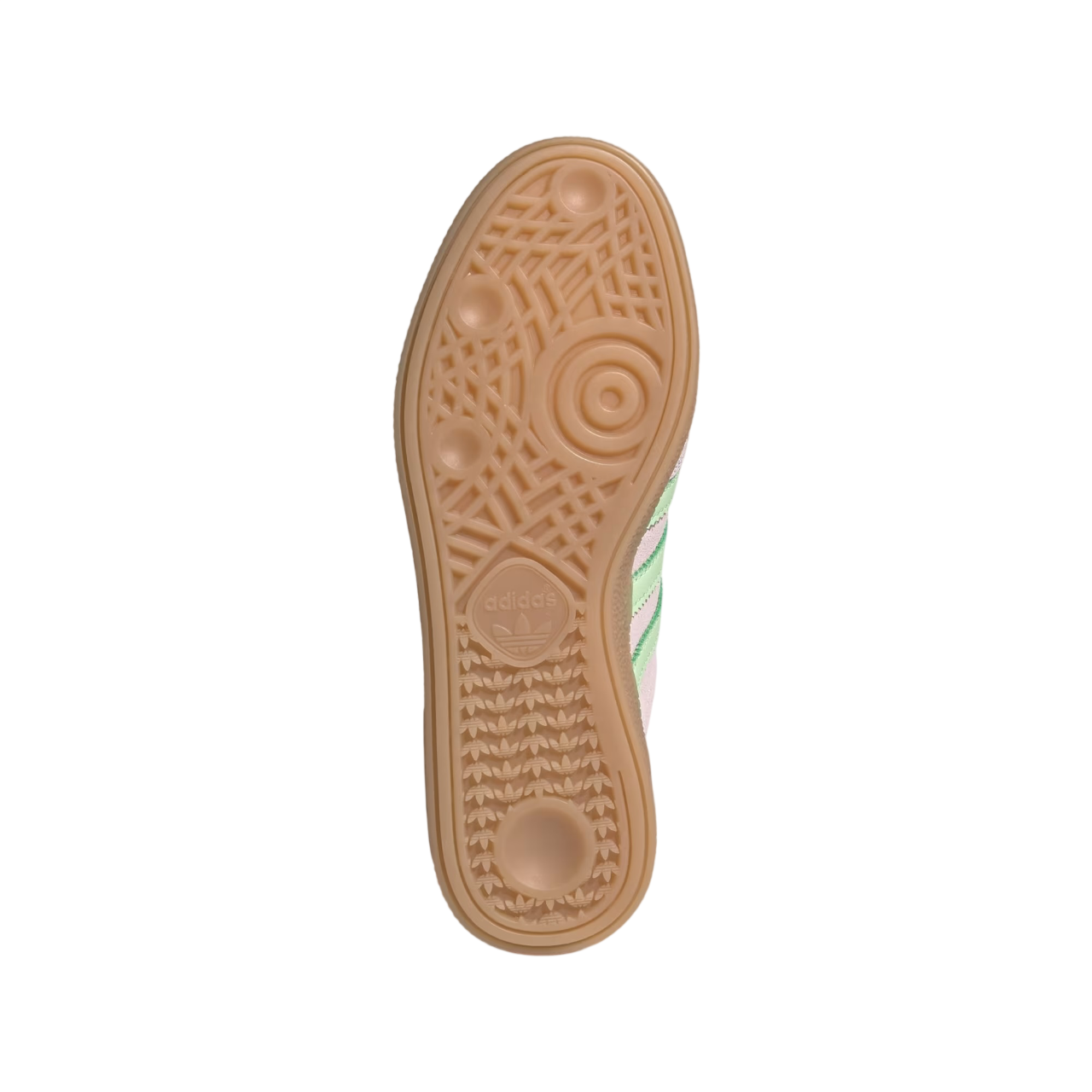Close-up of a shoe sole with a textured pattern on a white background