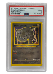 Pokémon trading card in protective packaging with a white background
