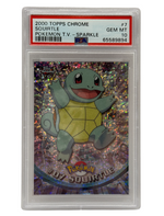 Pokémon trading card featuring Squirtle in a protective case with Topps branding. - Image 1