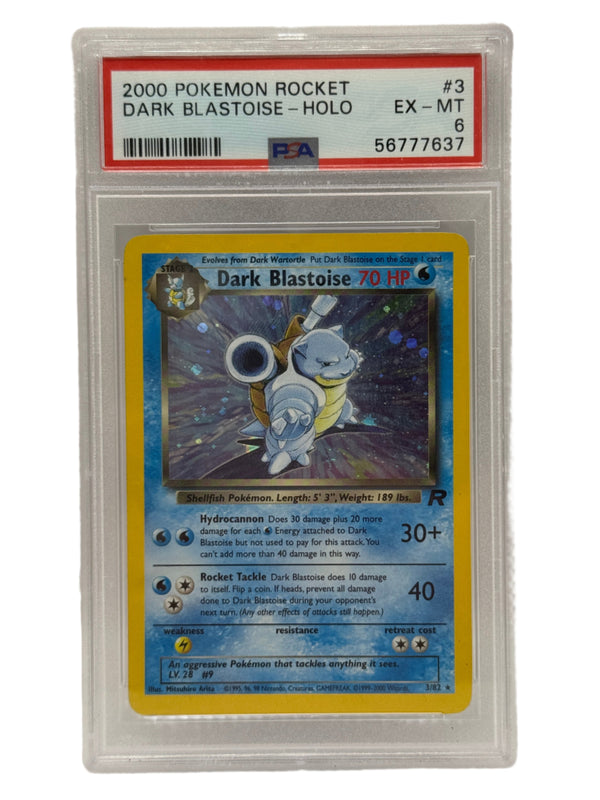 2000 Pokémon Rocket Dark Blastoise Holo 3/82 PSA 6 EX-MT