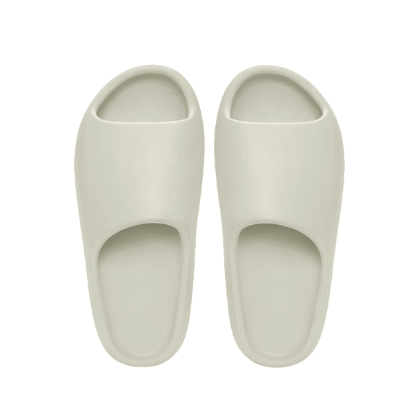 Pair of light gray slippers on a white background