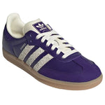 Purple Adidas sneaker with white stripes on a white background - Image 2