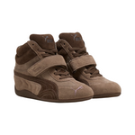 Pair of brown Puma sneakers with velcro straps on a white background - Image 2